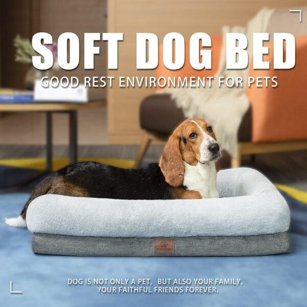 Cama ortopédica para cães médios, sofá-cama reforçada para cães com capa lavável removível e fundo antiderrapante, cama macia para animais de estimação com espuma de ovo para dormir, 78 x - Imagem 6
