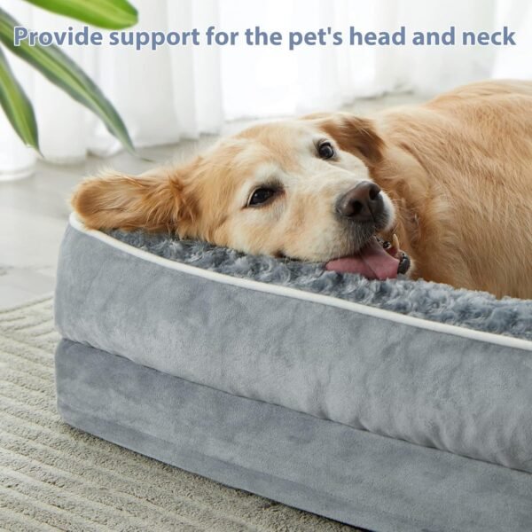 BFPETHOME Camas ortopédicas para cães extragrande, sofá impermeável, 2GG, cama para animais de estimação com laterais, fundo antiderrapante e espuma de ovo com capa removível lavável, cama para cães - Image 2