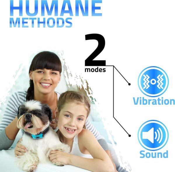 Coleira anti-latido recarregável – Coleira para cães de treinamento sem choque – Humana com vibração e som para cães pequenos, médios e grandes – Pacote com 2 azul laranja (recarregável) - Image 5