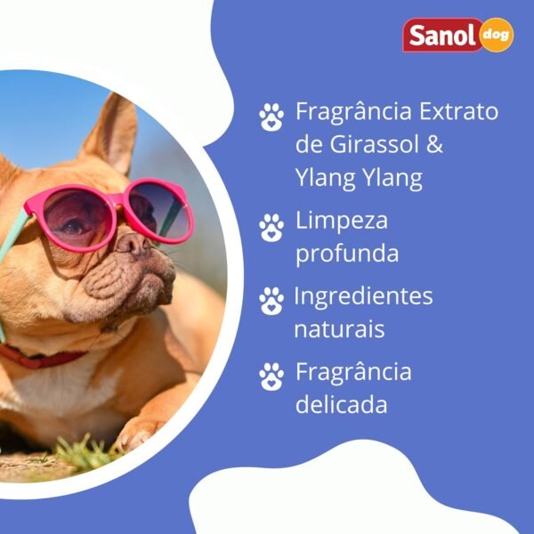 Sanol Dog Shampoo De Pêlos Para Cães Antipulgas 500 Ml Azul - Imagem 8