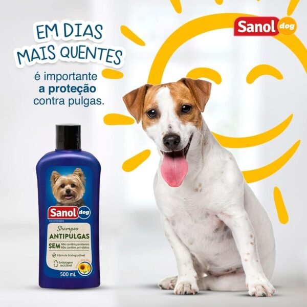 Sanol Dog Shampoo De Pêlos Para Cães Antipulgas 500 Ml Azul - Imagem 12