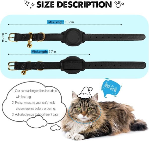 Cat Tracker, GPS Pet Tracker para gatos (apenas iOS), coleira de couro para gatos com rastreador, funciona com qualquer coleira, sem taxa mensal, compatível com Apple Find My App não para Android - Image 3