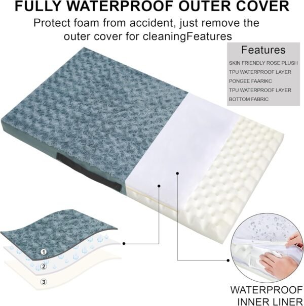 Camas ortopédicas para cães com capa lavável removível de espuma de ovo para animais de estimação com fundo antiderrapante, camas impermeáveis para cães, tamanho pequeno, 50 x 40 cm - Imagem 3