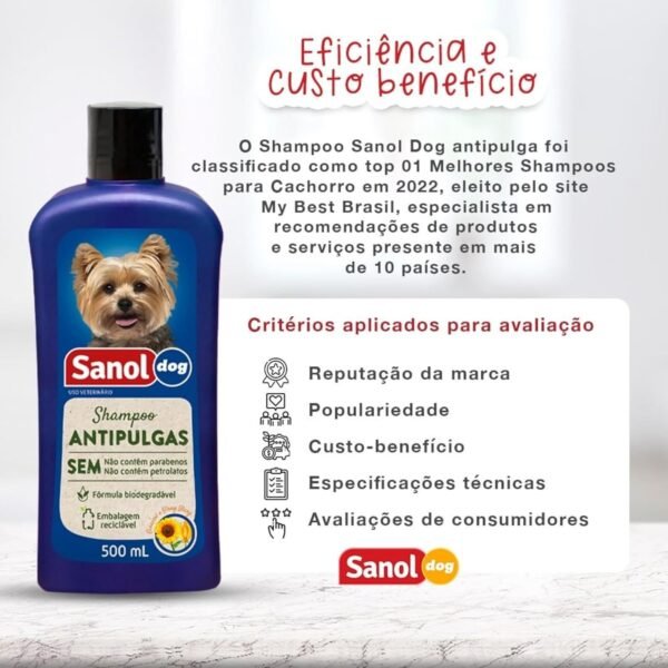 Sanol Dog Shampoo De Pêlos Para Cães Antipulgas 500 Ml Azul - Imagem 17