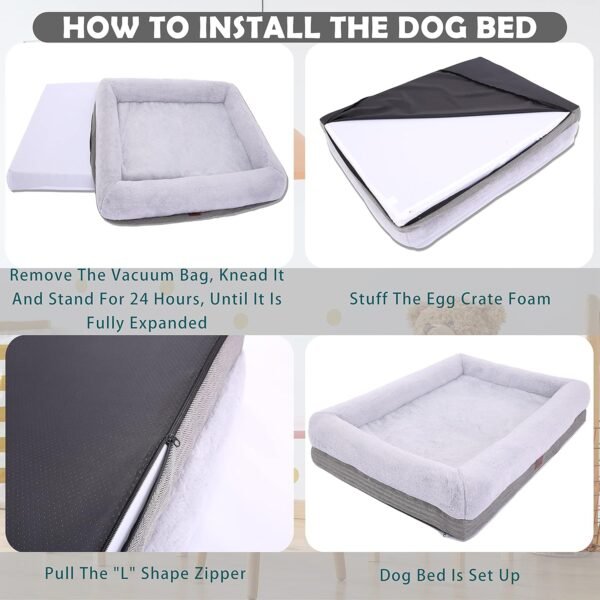 Cama ortopédica para cães médios, sofá-cama reforçada para cães com capa lavável removível e fundo antiderrapante, cama macia para animais de estimação com espuma de ovo para dormir, 78 x - Imagem 4