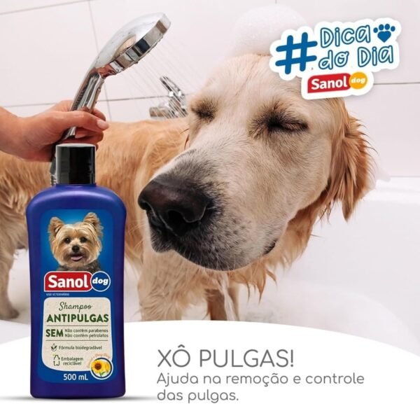 Sanol Dog Shampoo De Pêlos Para Cães Antipulgas 500 Ml Azul - Imagem 19