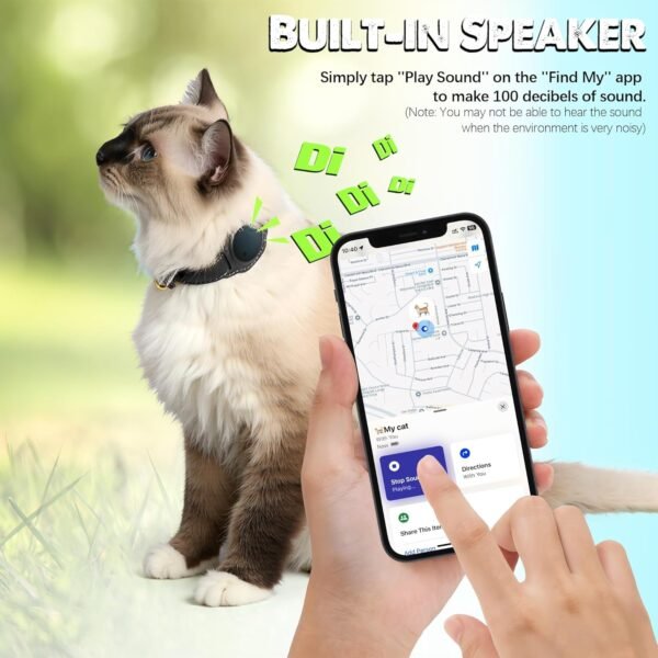 Cat Tracker, GPS Pet Tracker para gatos (apenas iOS), coleira de couro para gatos com rastreador, funciona com qualquer coleira, sem taxa mensal, compatível com Apple Find My App não para Android - Image 2