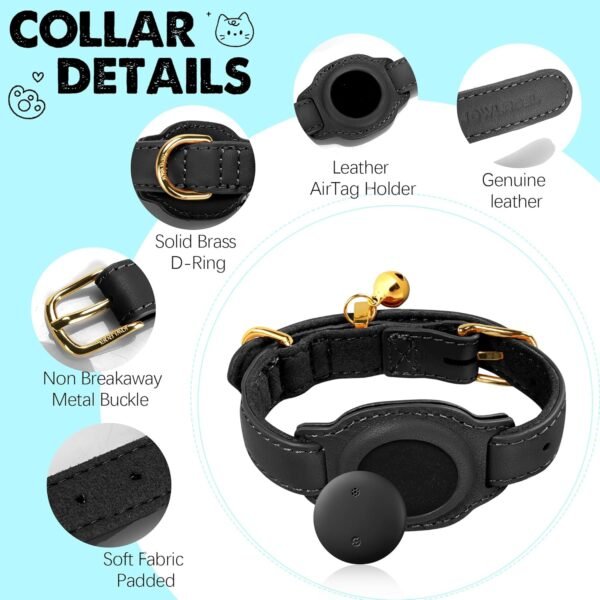 Cat Tracker, GPS Pet Tracker para gatos (apenas iOS), coleira de couro para gatos com rastreador, funciona com qualquer coleira, sem taxa mensal, compatível com Apple Find My App não para Android - Image 4