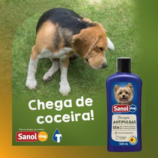Sanol Dog Shampoo De Pêlos Para Cães Antipulgas 500 Ml Azul - Imagem 14