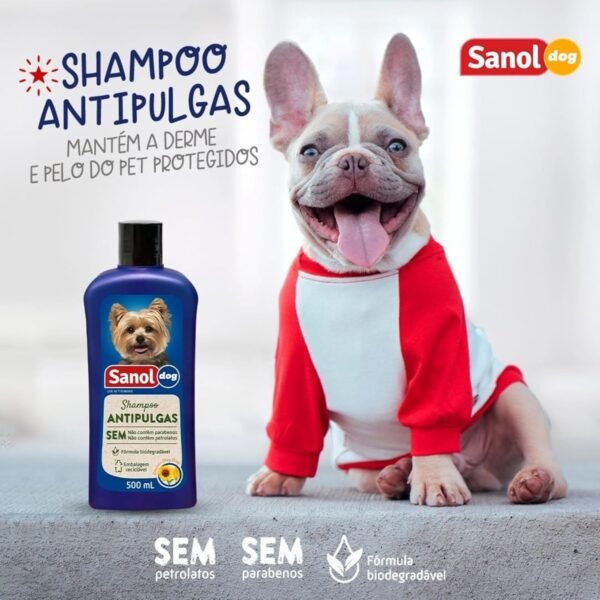 Sanol Dog Shampoo De Pêlos Para Cães Antipulgas 500 Ml Azul - Imagem 15