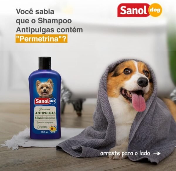 Sanol Dog Shampoo De Pêlos Para Cães Antipulgas 500 Ml Azul - Imagem 18